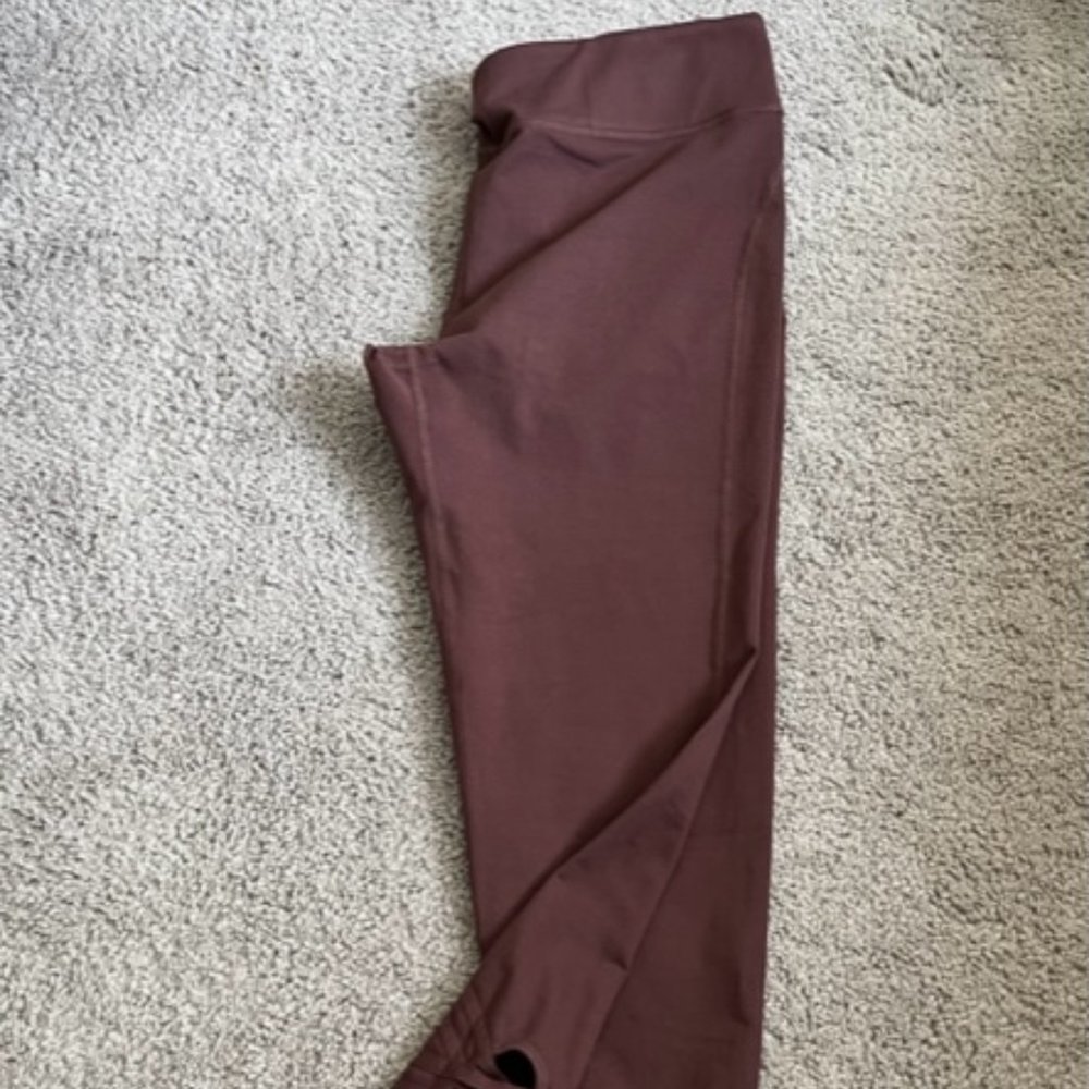 Burgundy Yoga Pants with Decorative straps on bottom of Legs - Like New